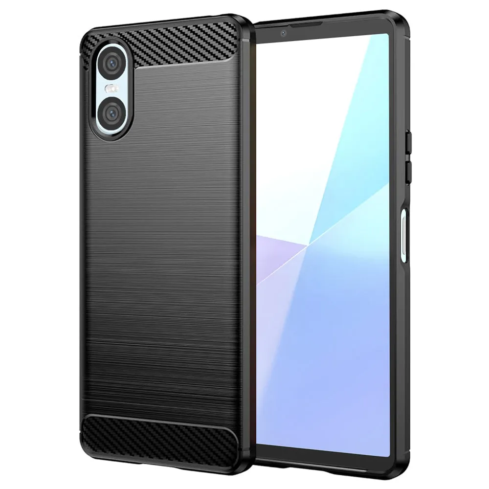 Custodia per Sony Xperia 10 VI, Techsuit, Carbonio, Nera - immagine 1