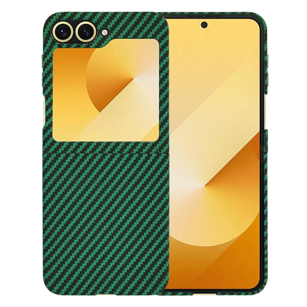 Custodia per Samsung Galaxy Z Flip7 FE F761 / Z Flip6 F741, Techsuit, Carbonite FiberShell, Verde - immagine 1