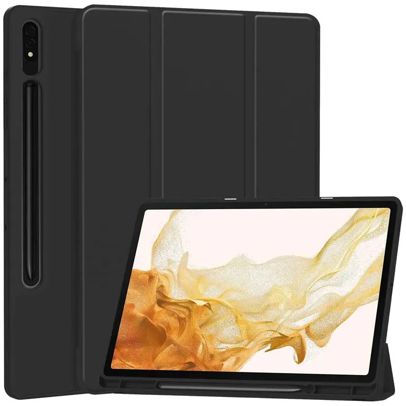 Custodia per Samsung Galaxy Tab S8+ / Tab S7+, Techsuit, Flex Trifold, Nera - immagine 1