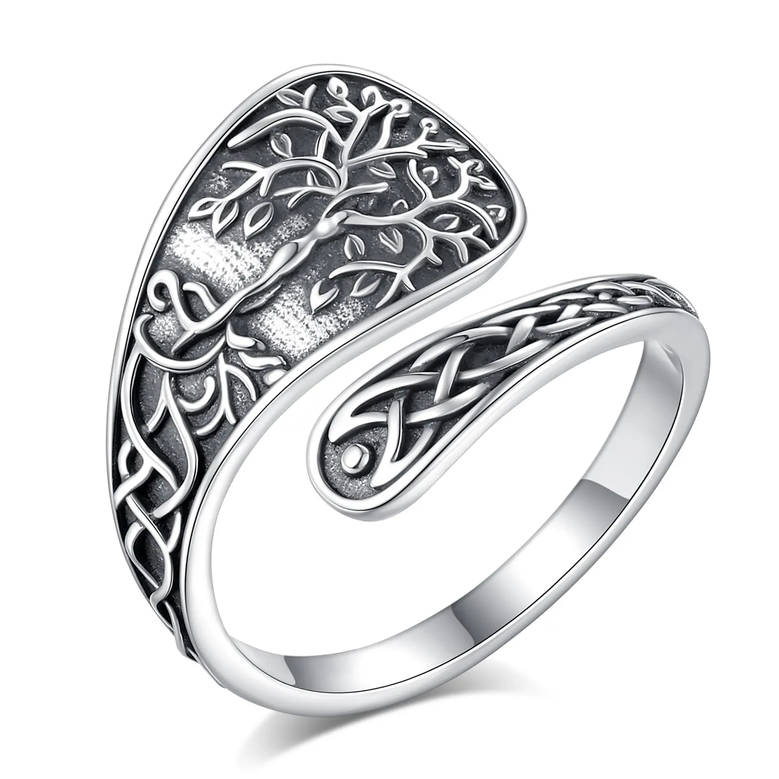 AEONSLOVE Anello Cucchiaio Argento 925 Anello Albero della Vita Donna Regolabile Anelli Cucchiaio Regolabili Anelli Aperti Aperto Pollice - immagine 1