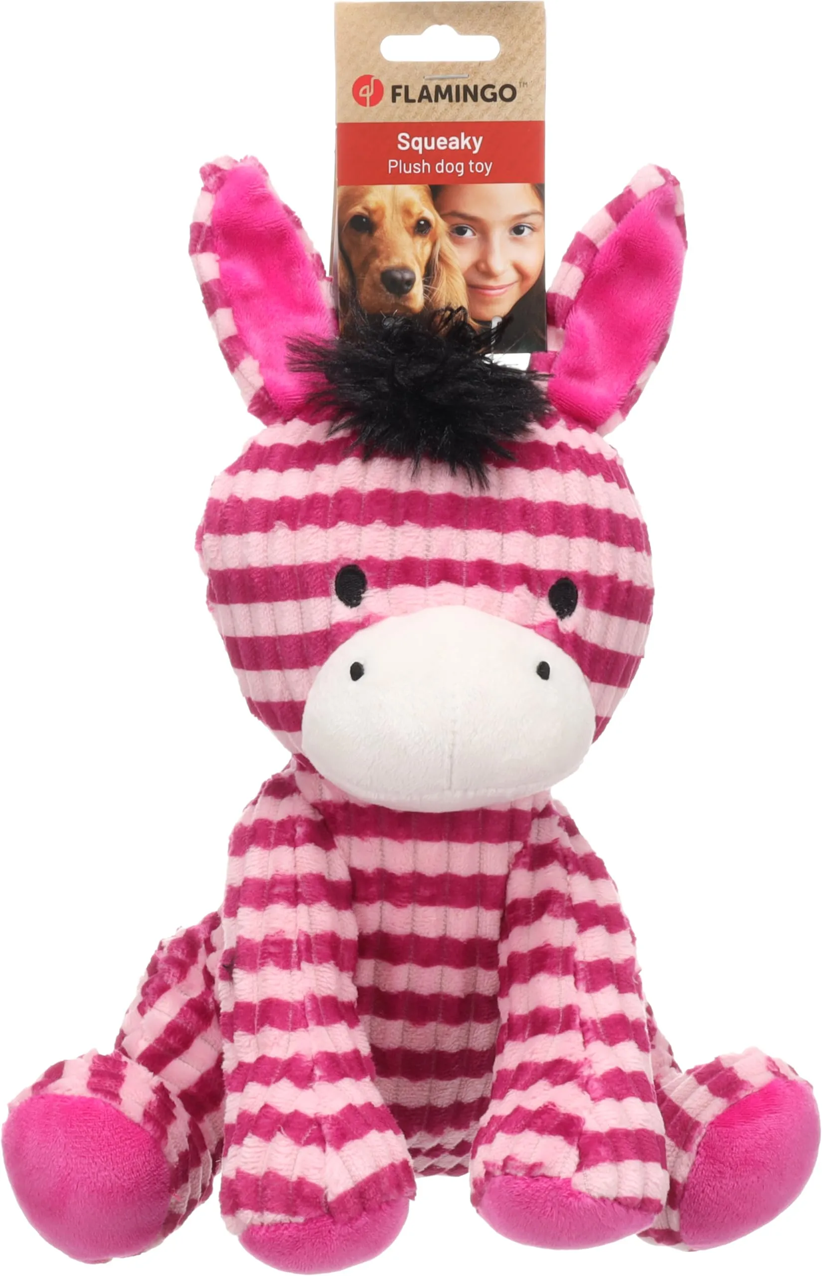 Flamingo Giochi per gatti – Azor asino rosa XL – 29 cm – Peluche morbido e velluto a coste – Con squeaker – Design unico - immagine 1