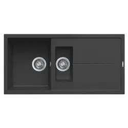 Lavello 1 vasca e mezza (100x50cm) UNICO 475 Nero Opaco LGU47540 - immagine 1