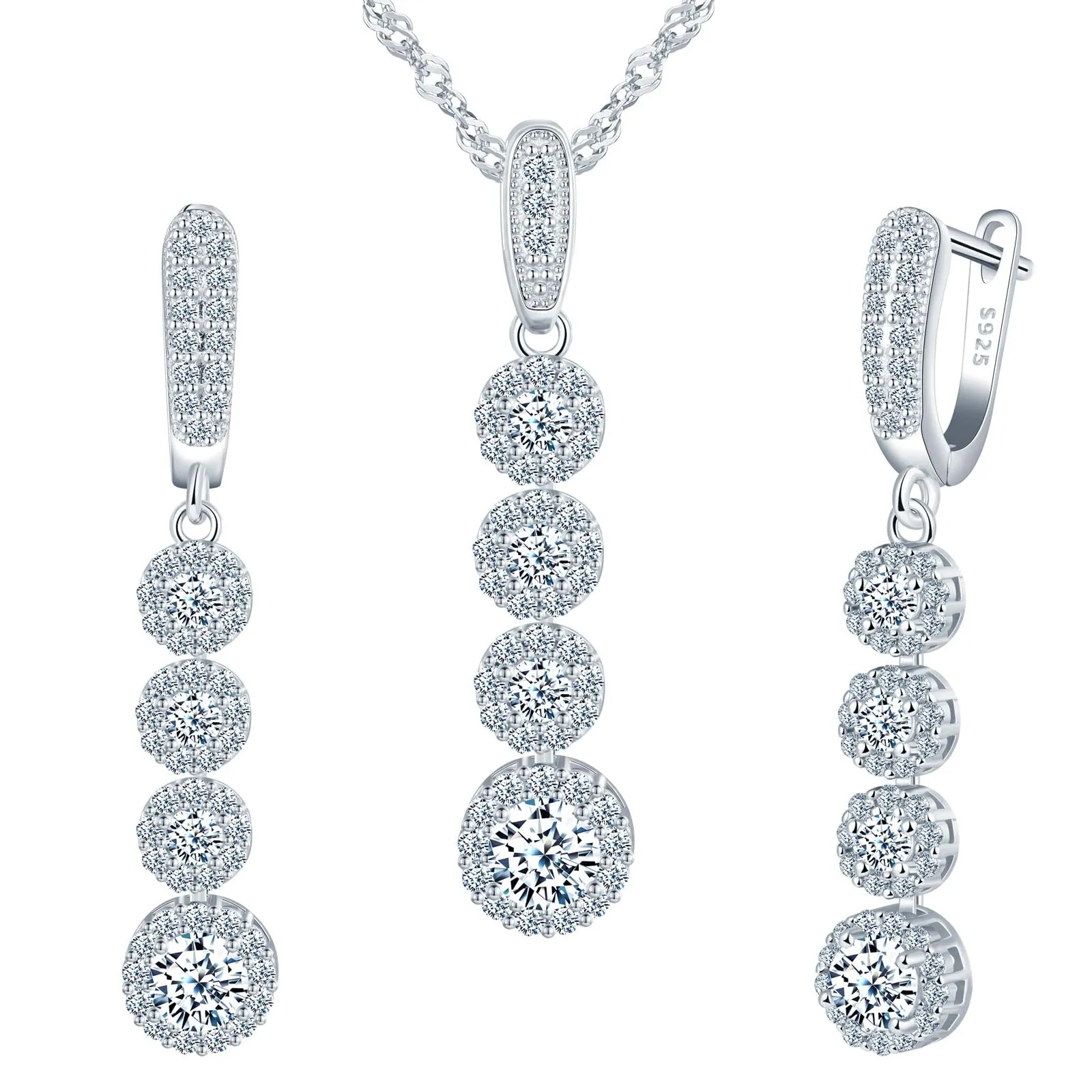 MICMIF Parure Orecchini e Collana Zircone Argento 925 Donna - immagine 1