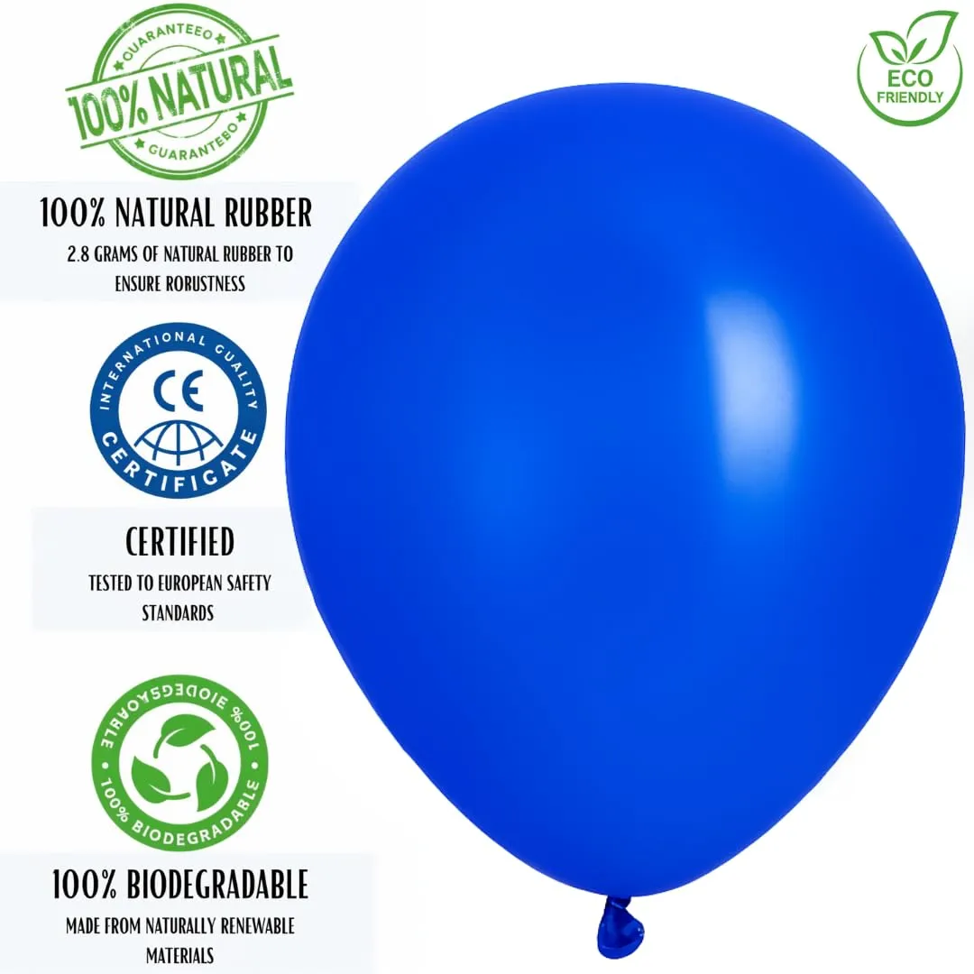 50 Palloncini Blu • 30 Cm • Colori Vivaci Lucenti • Qualità Premium • Lattice Naturale Biodegradabili Ecologici • Gonfiabili Aria Elio Acqua • Baby Shower Battesimo Compleanno Feste di Laurea Arco - immagine 9