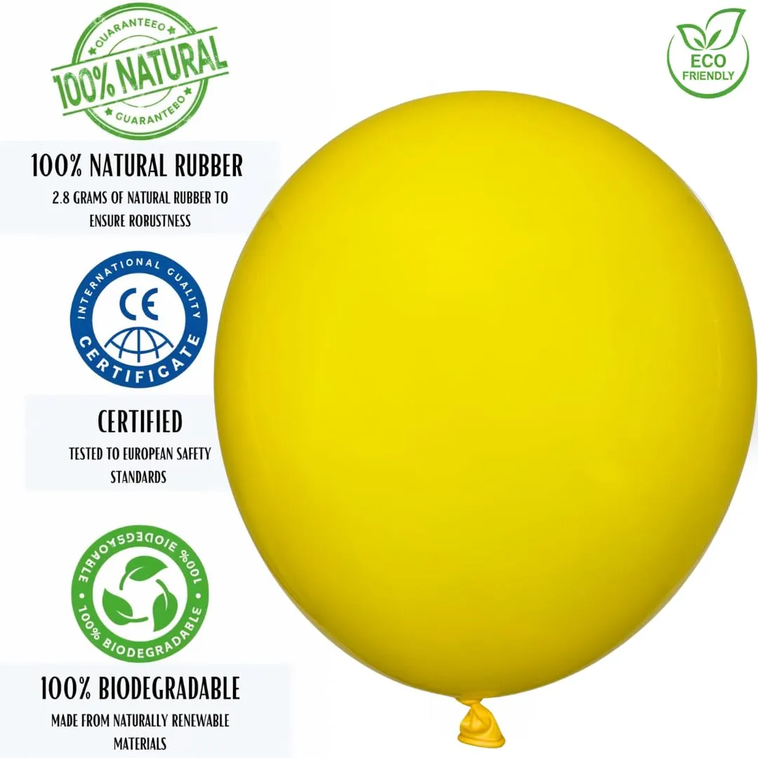 50 Palloncini Gialli • 30 Cm • Colori Vivaci Lucenti • Qualità Premium • Lattice Naturale Biodegradabili Ecologici • Gonfiabili Aria Elio Acqua • Baby Shower Battesimo Compleanno Feste di Laurea Arco - immagine 8