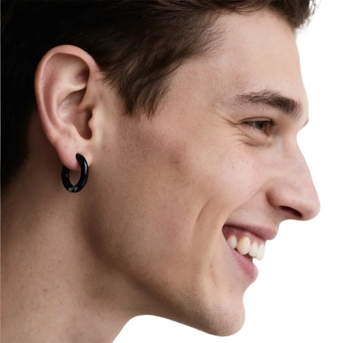 XENQITO 2 Paia Non-Piercing Orecchini Orecchio Clip, Orecchini da Uomo Donna in Acciaio Inossidabile, Tondo, Orecchinis Finti Uomo, Colore Argento Nero, Senza Buco finti, cerchi, non piercing Clip on - immagine 4