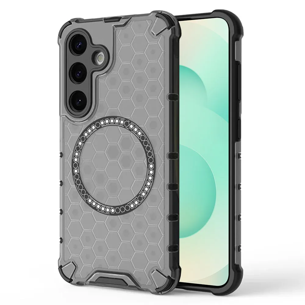 Custodia MagSafe per Samsung Galaxy S25+ S936, Techsuit, HoneyComb Shield, Nera - immagine 1