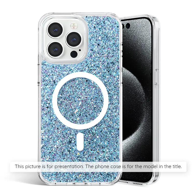 Custodia per Samsung Galaxy S25+ S936, Techsuit, Sparkly Glitter, Blu - immagine 1