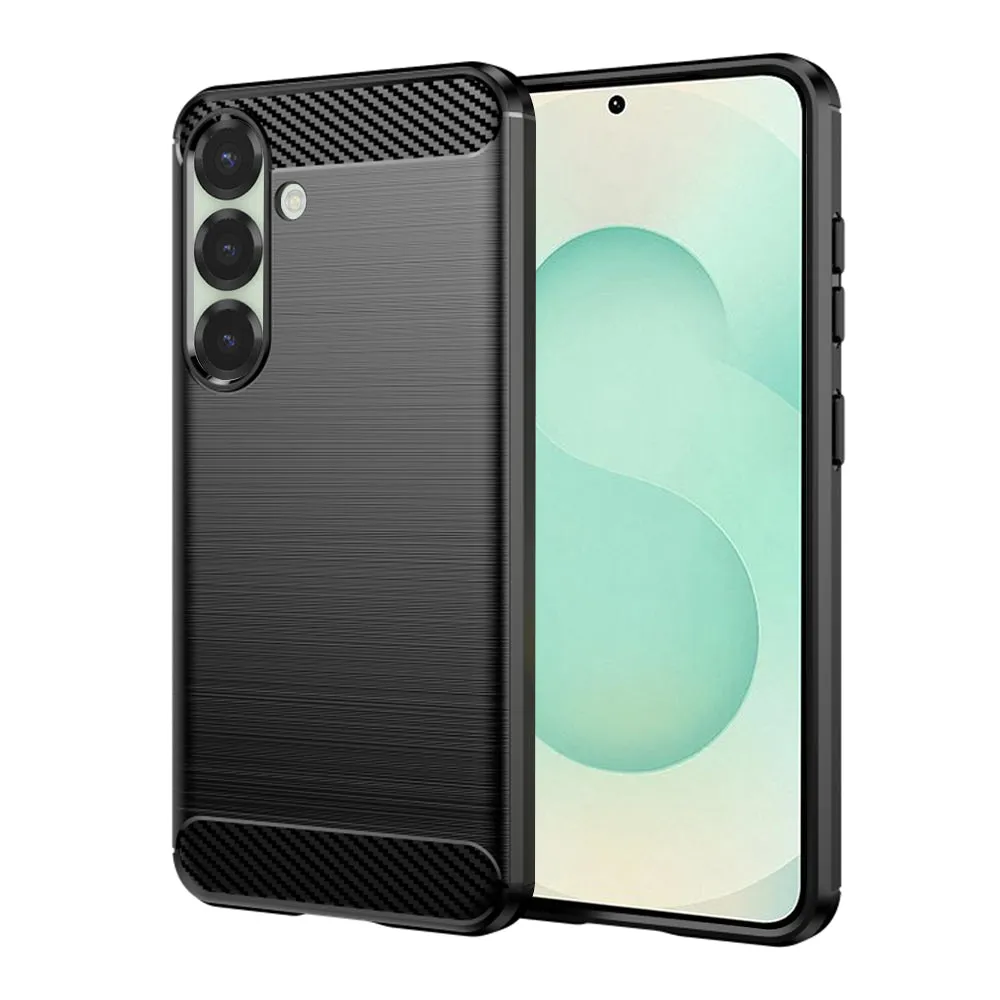 Custodia per Samsung Galaxy S25+ S936, Techsuit, Carbonio, Nera - immagine 1