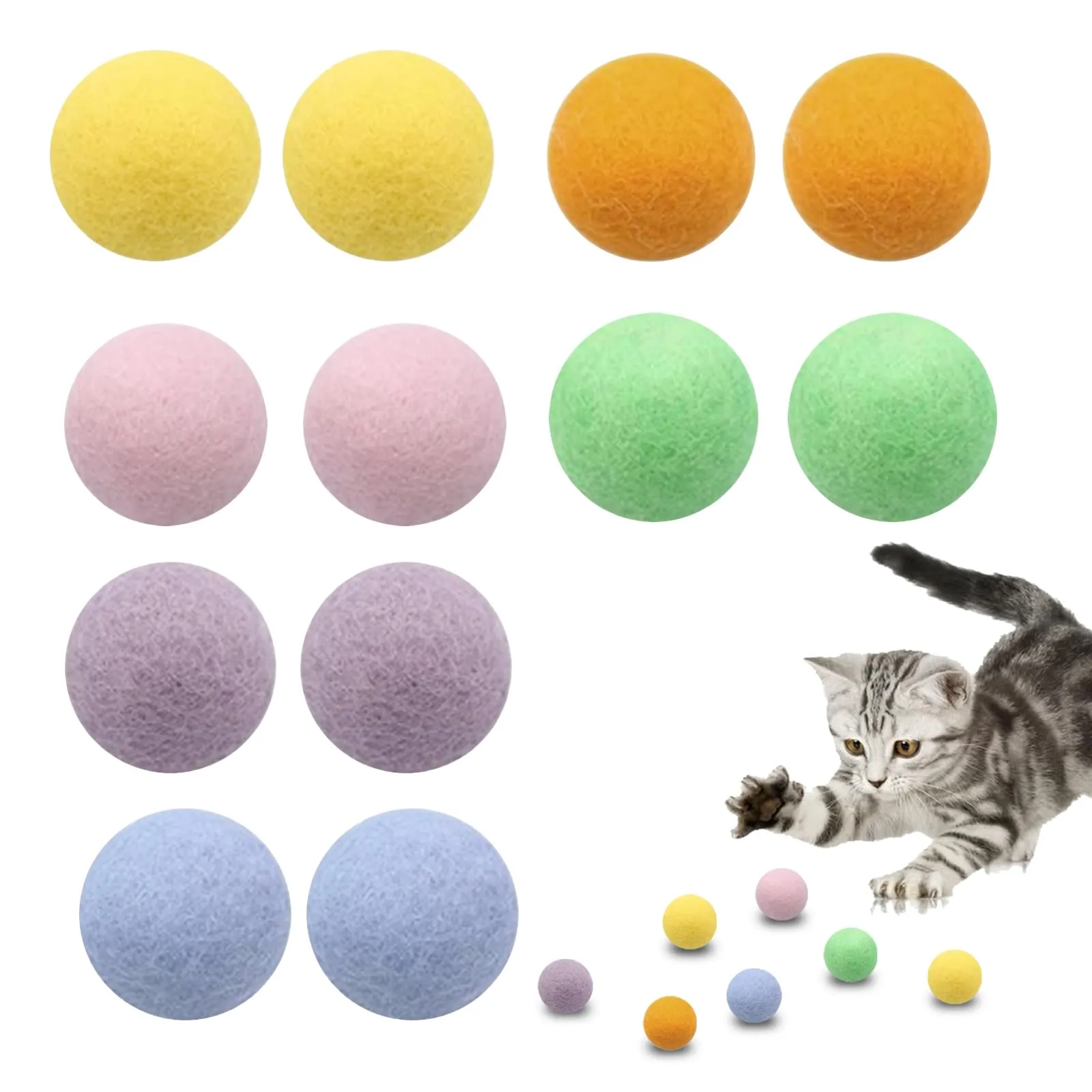 ROEOWENE 12 Pezzi Colorate Palline di Feltro per Gatti 3CM Palline per - immagine 1