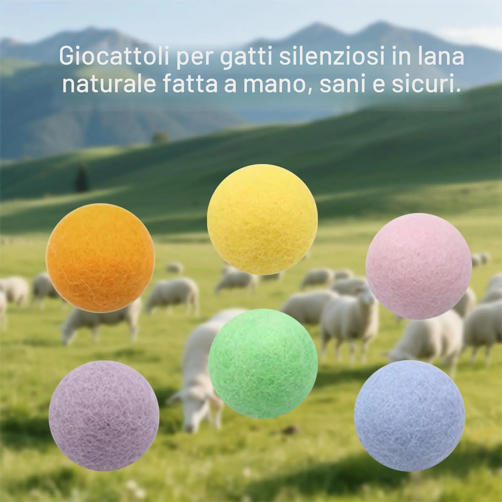 ROEOWENE 12 Pezzi Colorate Palline di Feltro per Gatti 3CM Palline per - immagine 2