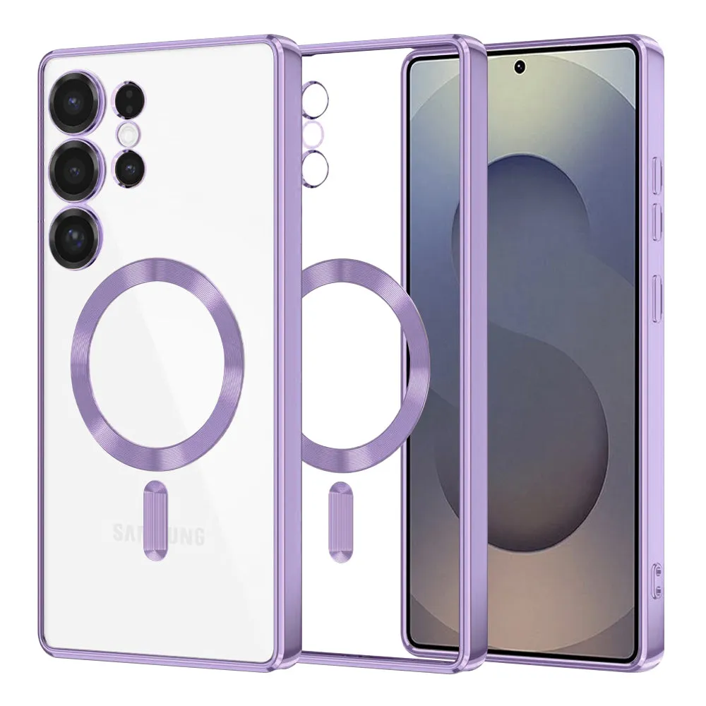 Custodia MagSafe per Samsung Galaxy S25 Ultra S938, Techsuit, Luxury Crystal, Viola Chiaro - immagine 1