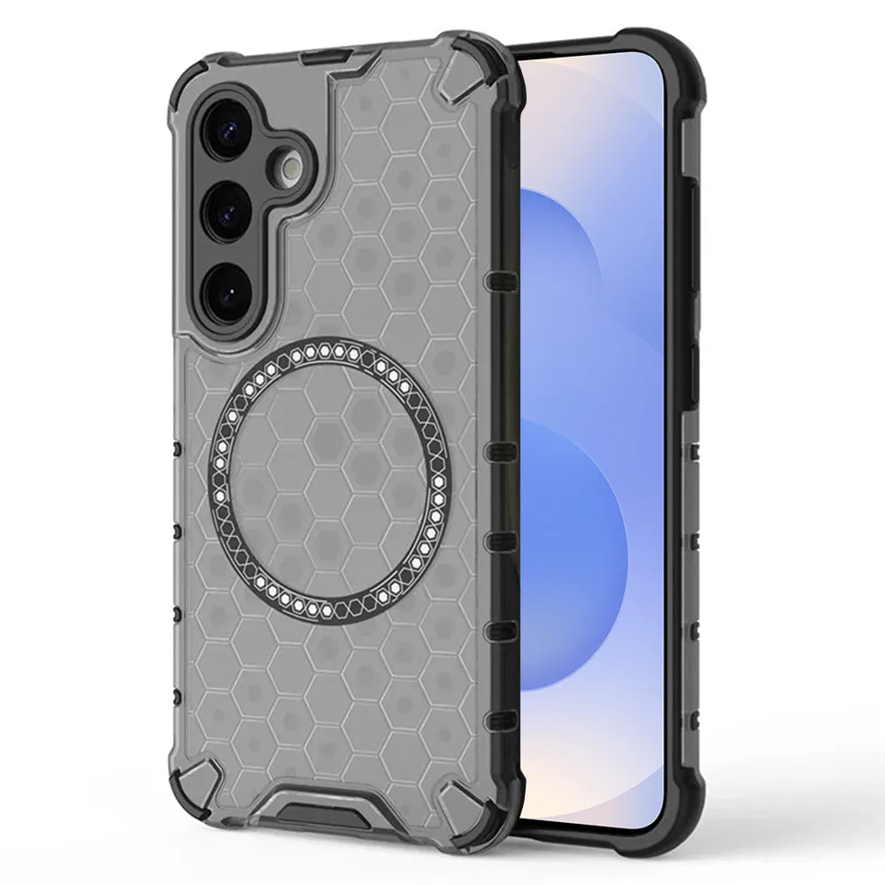 Custodia MagSafe per Samsung Galaxy S25 S931, Techsuit, HoneyComb Shield, Nera - immagine 1