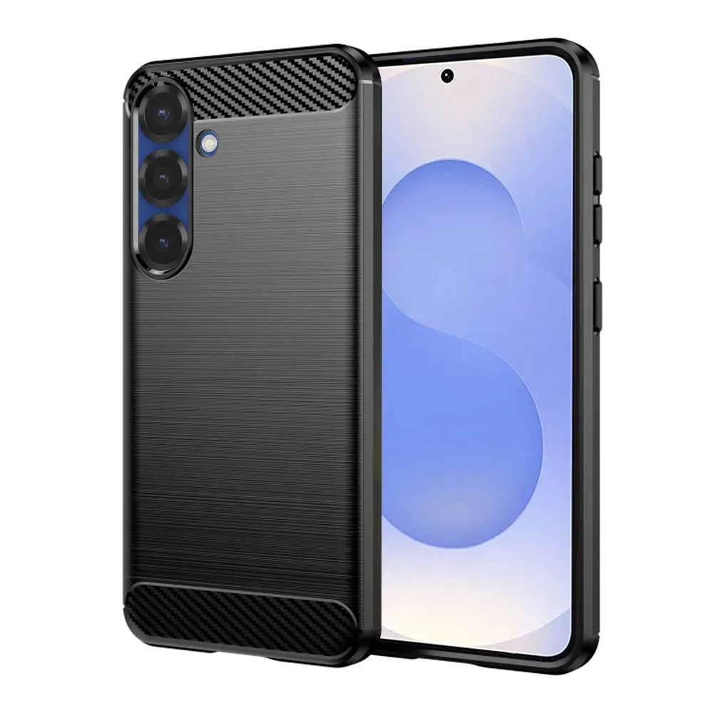 Custodia per Samsung Galaxy S25 S931, Techsuit, Carbonio, Nera - immagine 1