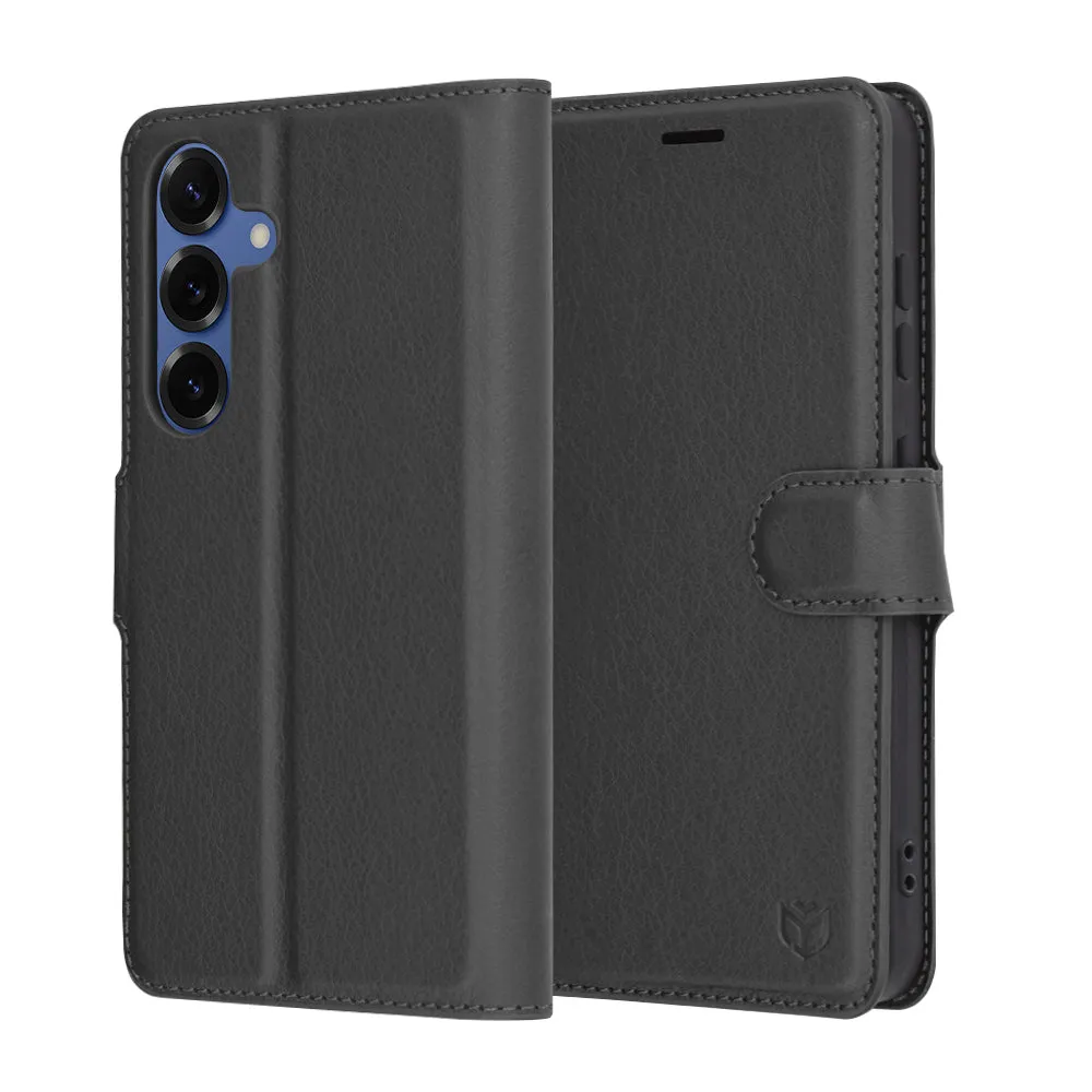 Custodia per Samsung Galaxy S25 S931, Techsuit, Leather Folio, Nera - immagine 1