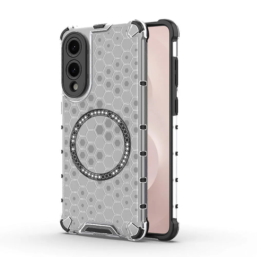 Custodia MagSafe per Samsung Galaxy S25 Edge S937, Techsuit, HoneyComb Shield, Bianca - immagine 1