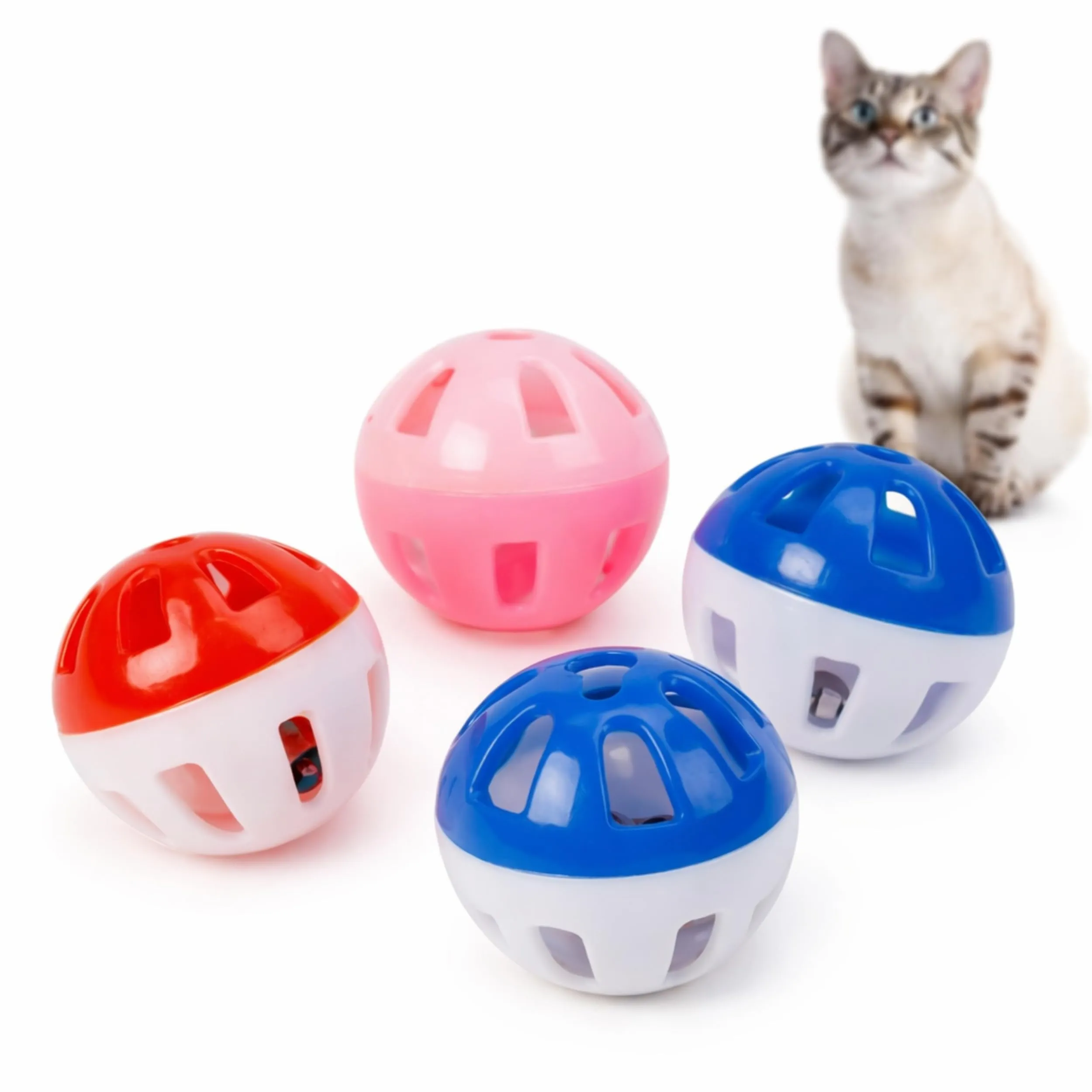 PARENCE - Set di 4 Palle da Gioco per Gatti 4 cm – Giocattoli Interattivi con Campana – Accessorio per Divertimento ed Esercizio Gattino e Gatto Adulto - immagine 1