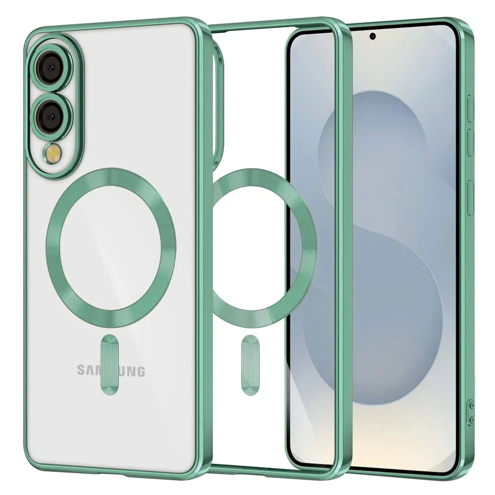 Custodia MagSafe per Samsung Galaxy S25 Edge S937, Techsuit, Luxury Crystal, Verde Chiaro - immagine 1