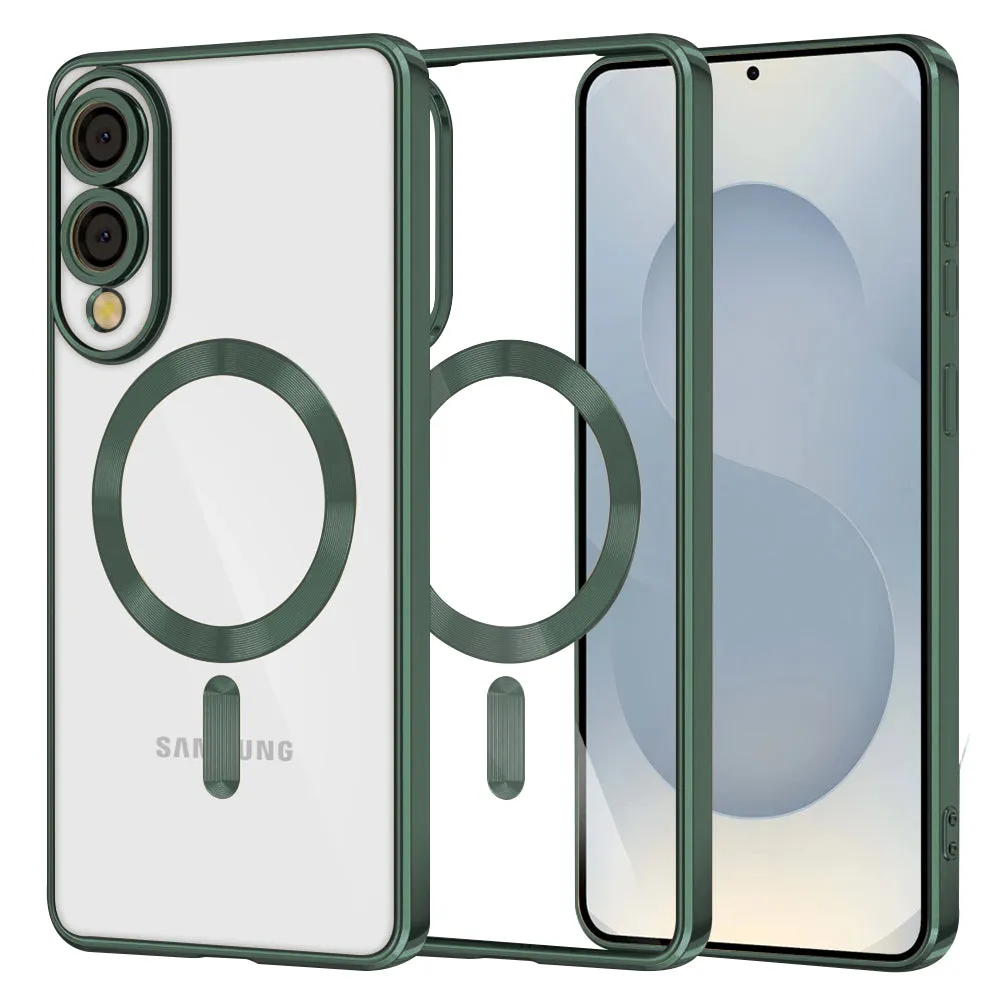 Custodia MagSafe per Samsung Galaxy S25 Edge S937, Techsuit, Luxury Crystal, Verde Scuro - immagine 1