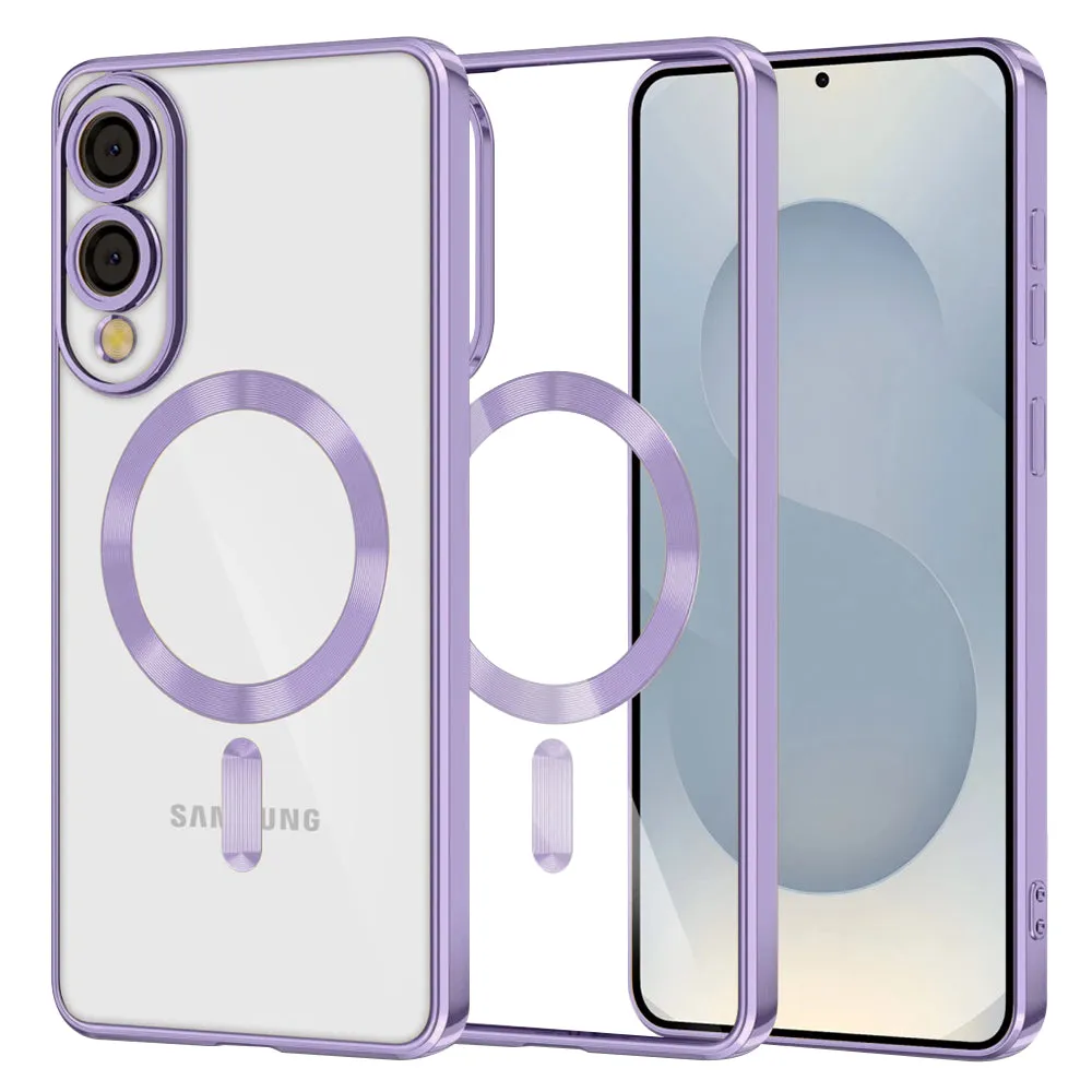 Custodia MagSafe per Samsung Galaxy S25 Edge S937, Techsuit, Luxury Crystal, Viola Chiaro - immagine 1