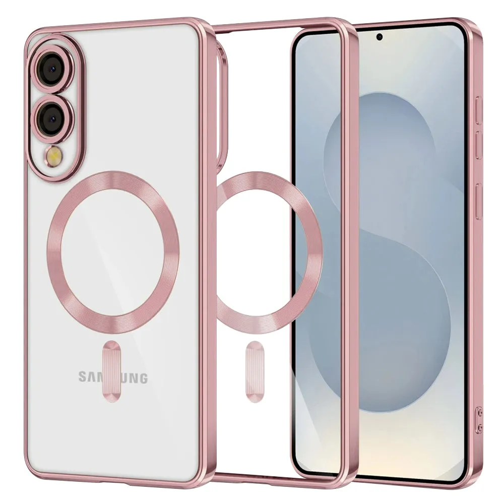 Custodia MagSafe per Samsung Galaxy S25 Edge S937, Techsuit, Luxury Crystal, Rosa - immagine 1