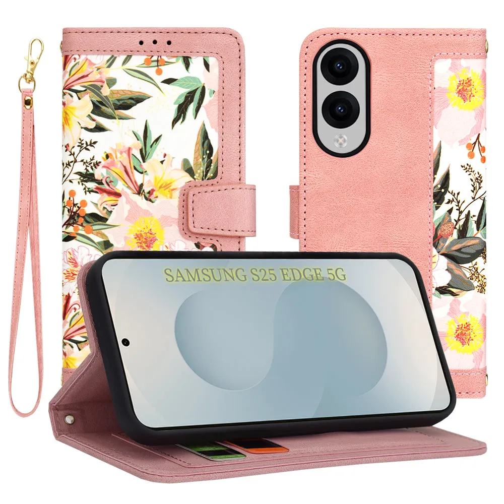 Custodia per Samsung Galaxy S25 Edge S937, Techsuit, FlipCraft, Rosa - immagine 1