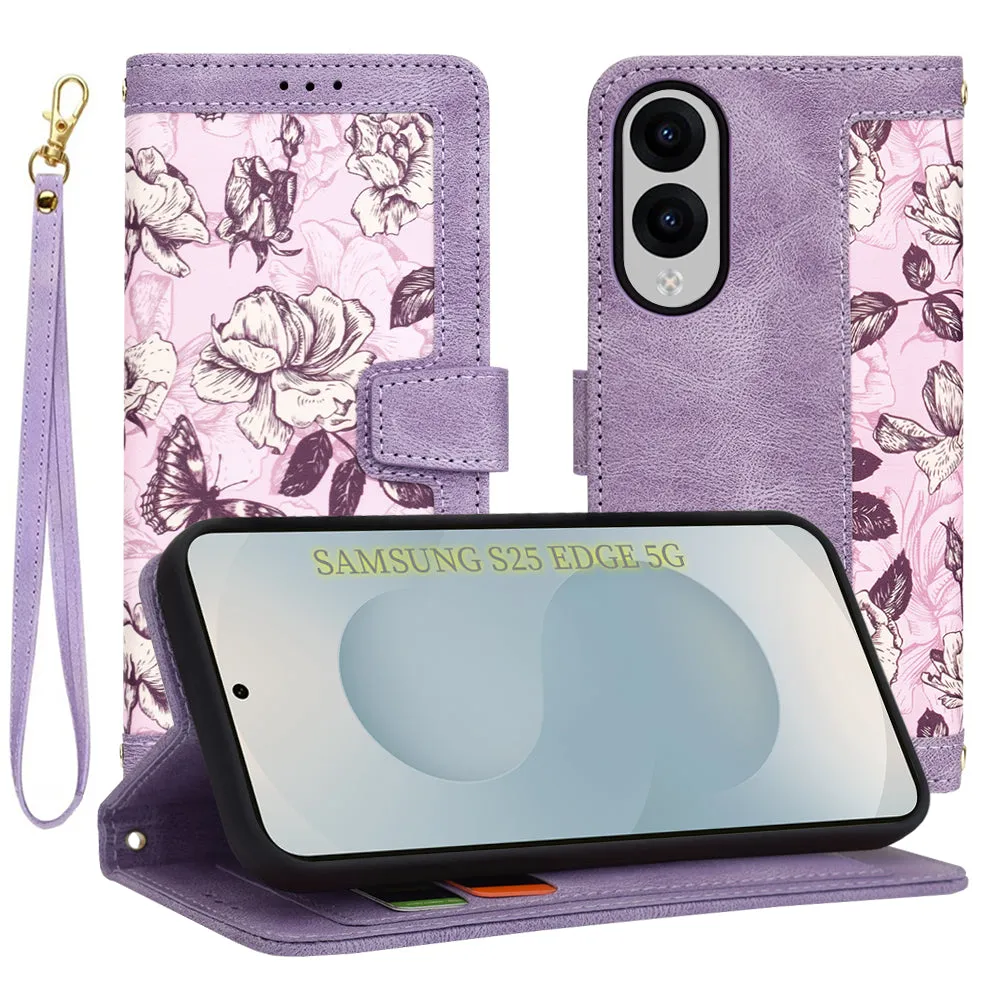 Custodia per Samsung Galaxy S25 Edge S937, Techsuit, FlipCraft, Viola - immagine 1