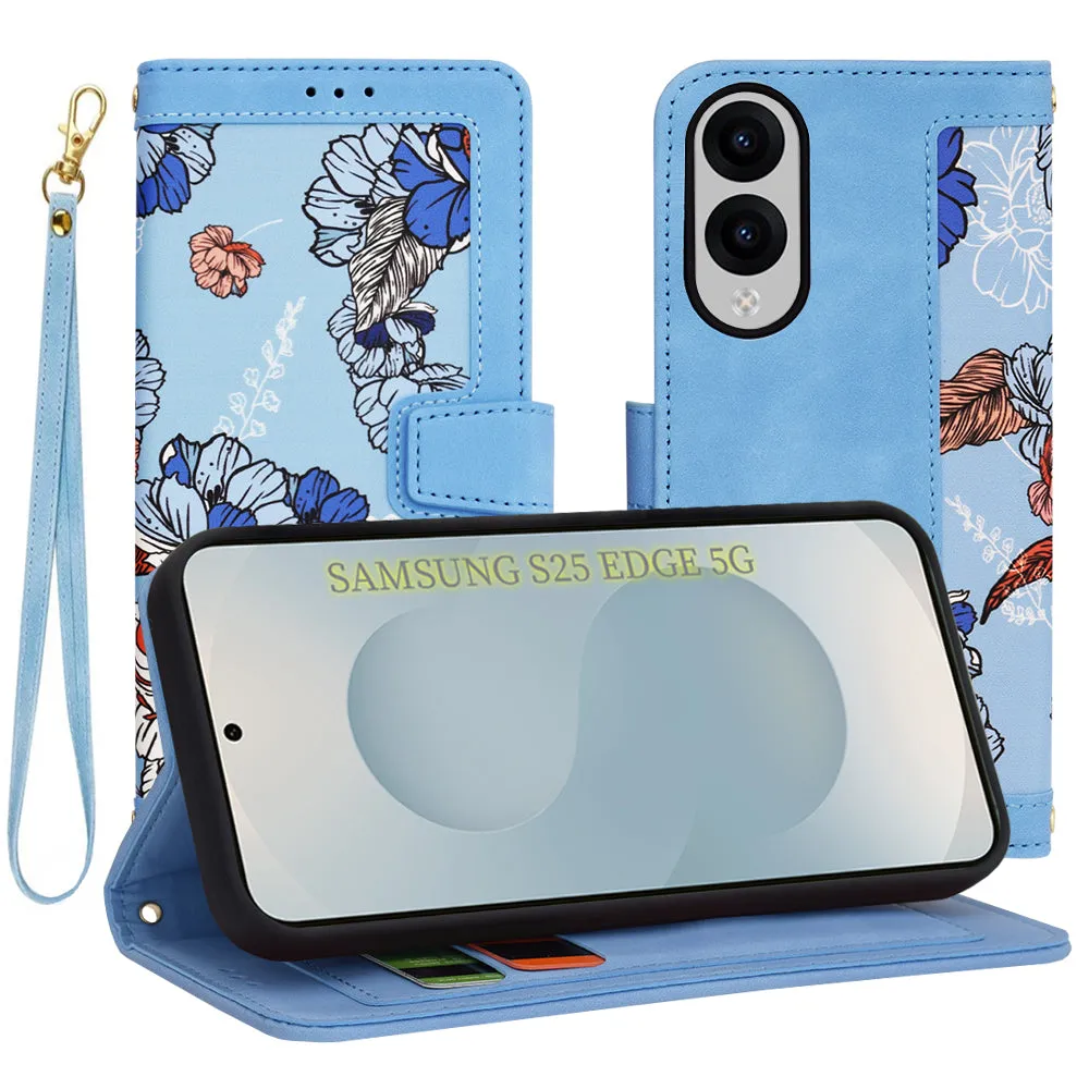 Custodia per Samsung Galaxy S25 Edge S937, Techsuit, FlipCraft, Blu - immagine 1