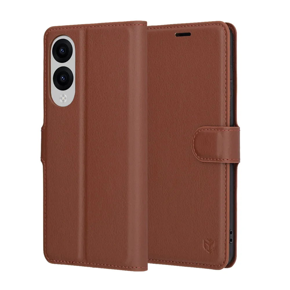 Custodia per Samsung Galaxy S25 Edge S937, Techsuit, Leather Folio, Marrone - immagine 1