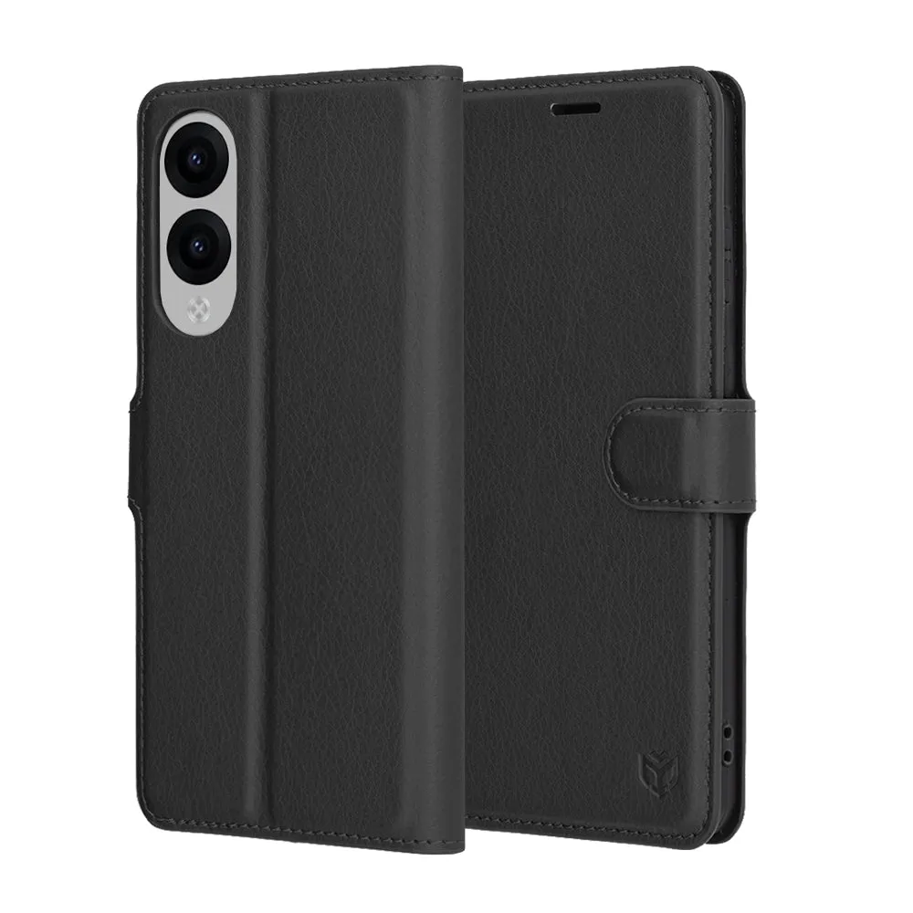 Custodia per Samsung Galaxy S25 Edge S937, Techsuit, Leather Folio, Nera - immagine 1
