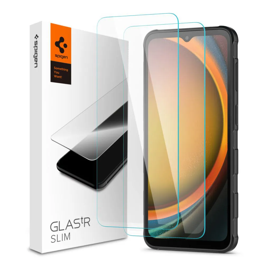 Pellicola protettiva per schermo Spigen GlastR Slim per Samsung Galaxy XCover7 Pro / Xcover7 G556, Vetro temperato, Full Glue, Set 2 pezzi AGL09407 - immagine 1