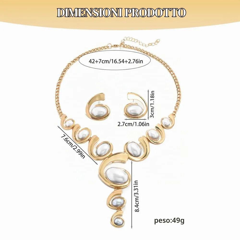 XFSRG Gioielli Donna Set Oro e Argento Nero Stile Boho Western Collana Vintage con Ciondolo Orecchini Abbinati di Lusso Perfetti per Serate Party Look da Effetto - immagine 2