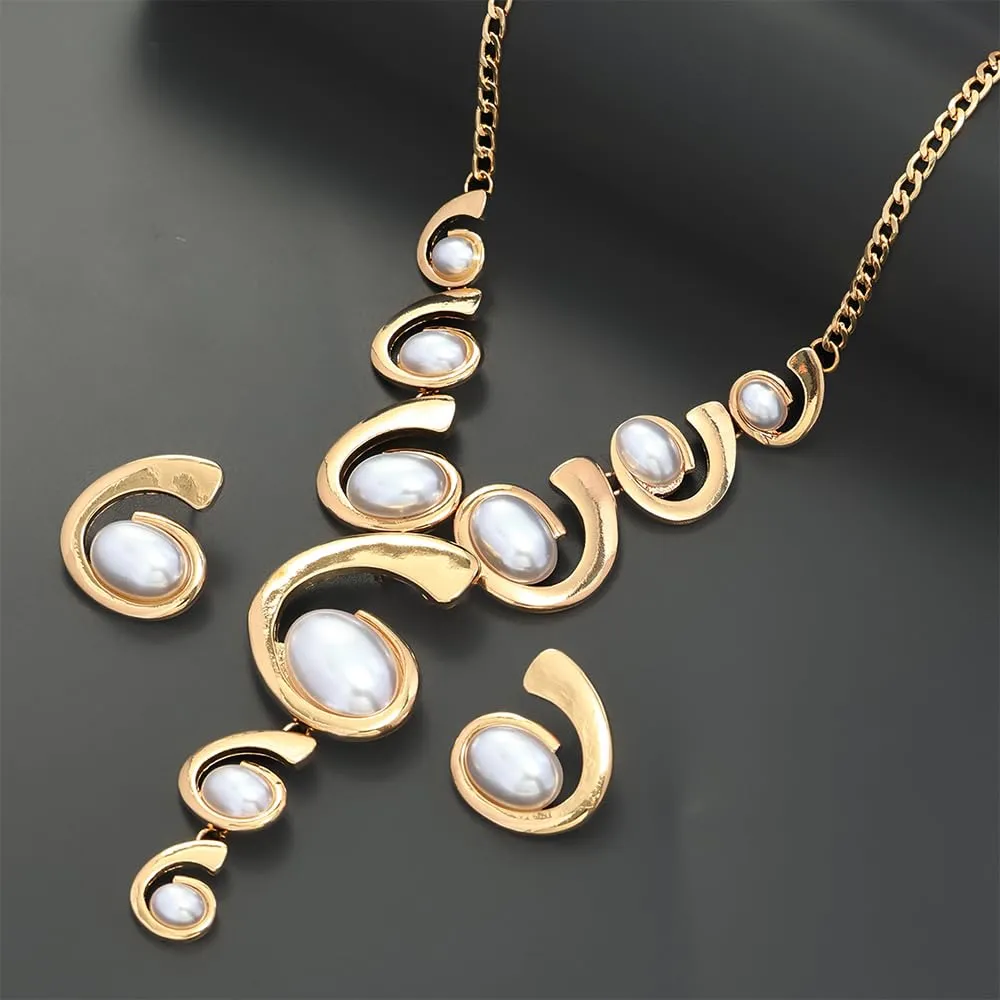 XFSRG Gioielli Donna Set Oro e Argento Nero Stile Boho Western Collana Vintage con Ciondolo Orecchini Abbinati di Lusso Perfetti per Serate Party Look da Effetto - immagine 4