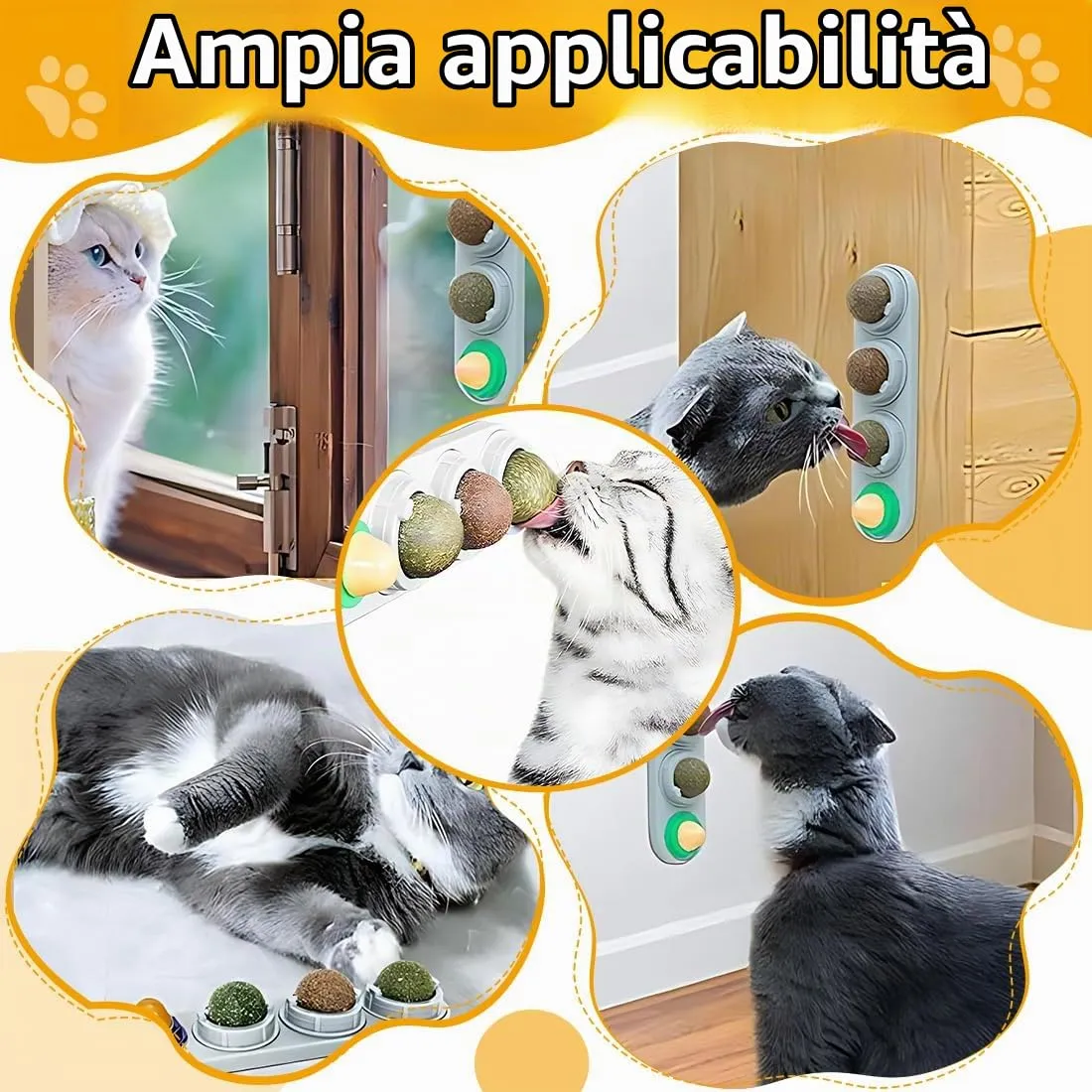 UIEXAY Palline Di Erba Gatta Giocattolo Di Erba Gatta Per Gatti Palline Commestibili Girevoli Palline Commestibili Di Erba Gatta Autoadesive Sane Naturali Pulizia Dei Denti Giocattolo Di Menta - immagine 5