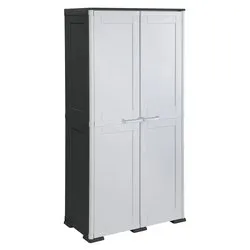 OMNIMODUS SIMPLEX Armadio plastica 2 Ante battenti Nero e Grigio (80cm) Mobile KIT - immagine 1