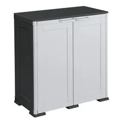 OMNIMODUS SIMPLEX Armadio plastica 2 Ante battenti Nero e Grigio (80cm) Mobile KIT - immagine 1