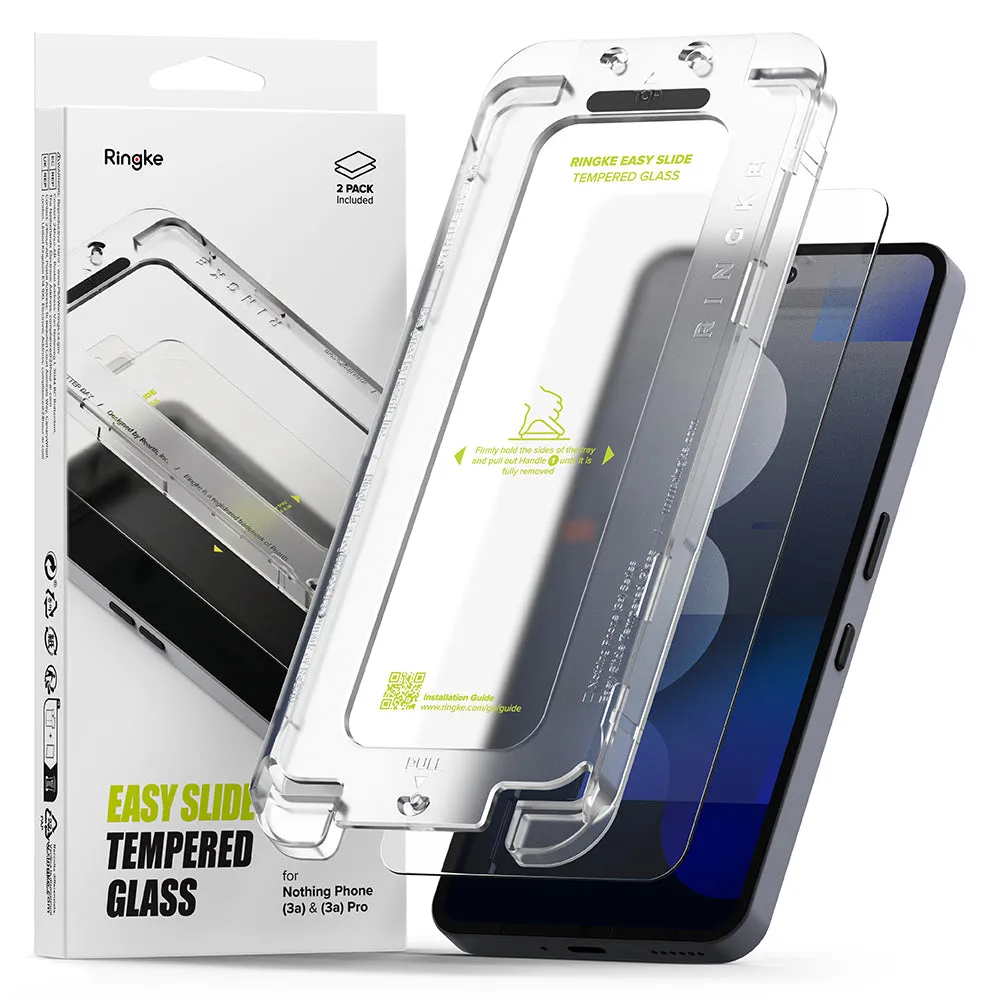 Pellicola protettiva per schermo Ringke Easy Slide per Nothing Phone (3a) / Phone (3a) Pro, Vetro temperato, Full Glue, Set da 2 pezzi - immagine 1