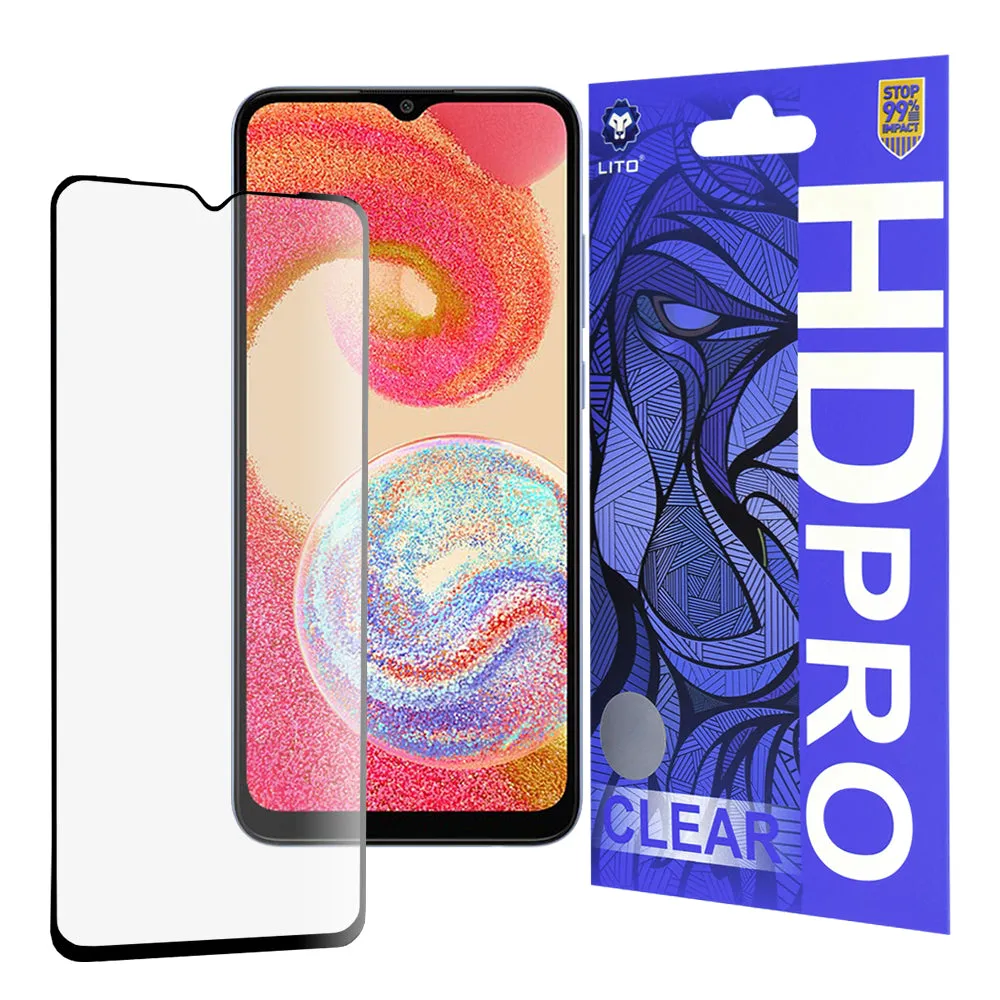 Pellicola protettiva per schermo Lito HD Pro Clear per Samsung Galaxy A04e A042 / M04 M045, Vetro temperato, Full Glue, Nero - immagine 1