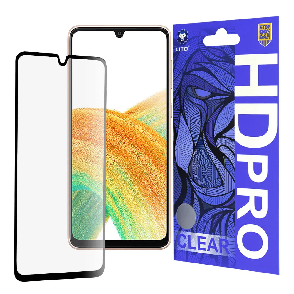 Pellicola protettiva per schermo Lito HD Pro Clear per Samsung Galaxy A33 5G A336, Vetro temperato, Colla completa, Nera - immagine 1