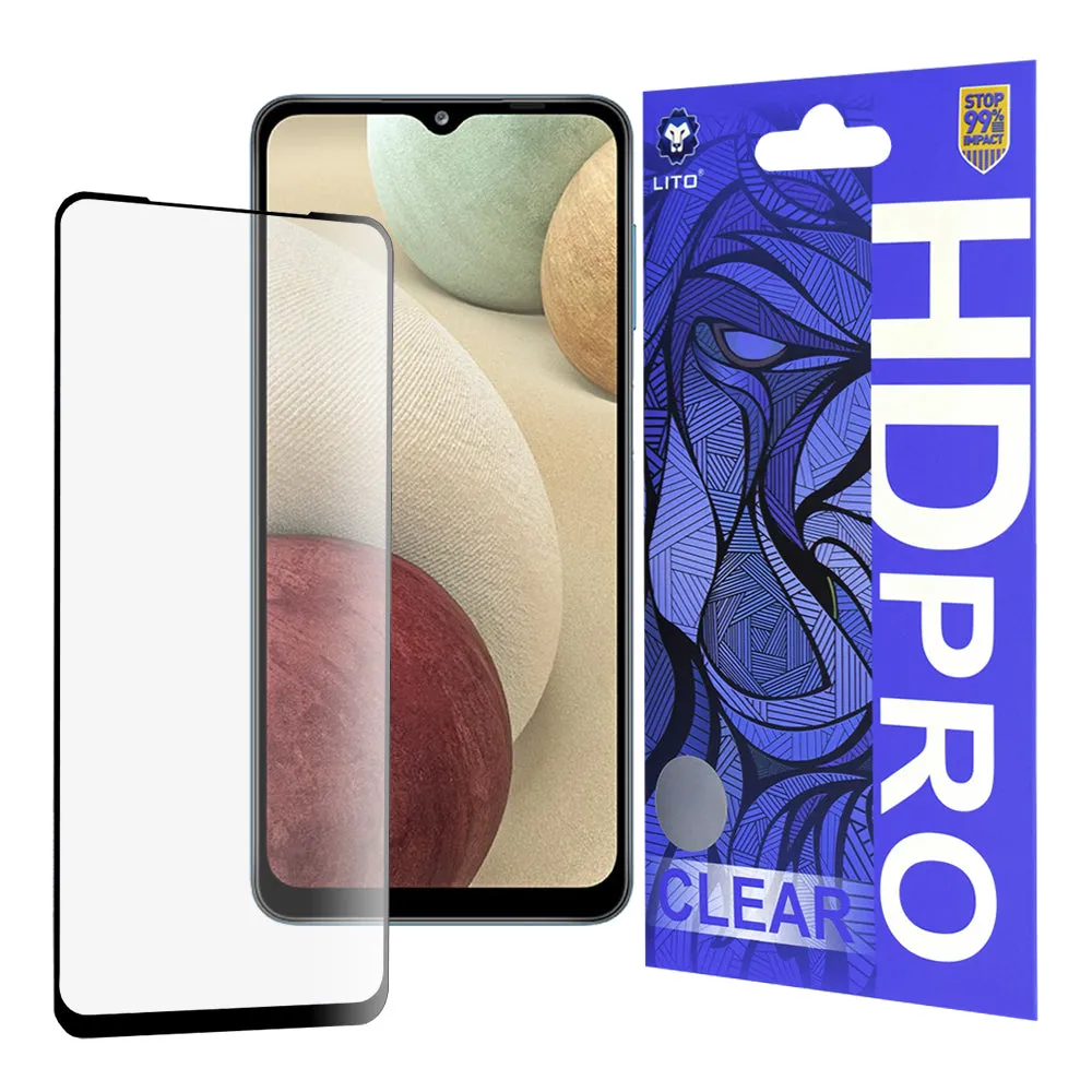 Pellicola protettiva per schermo Lito HD Pro Clear per Samsung Galaxy F12 F127 / A12 Nacho A127 / M02 M022, Vetro temperato, Full Glue, Nero - immagine 1