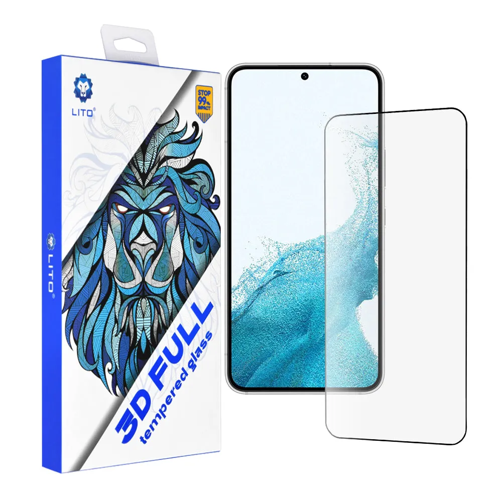 Pellicola protettiva per schermo Lito per Samsung Galaxy S23 S911 / S22 5G S901, Vetro temperato, Full Glue, 3D, Nero - immagine 1