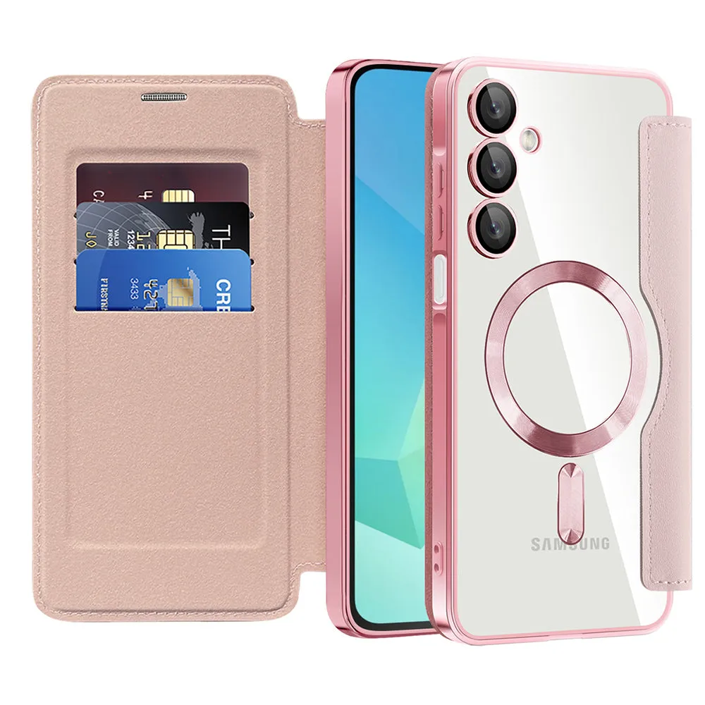Custodia MagSafe per Samsung Galaxy A16 5G A166 / A16 4G A165, Techsuit, SmartMag Book, Rosa - immagine 1