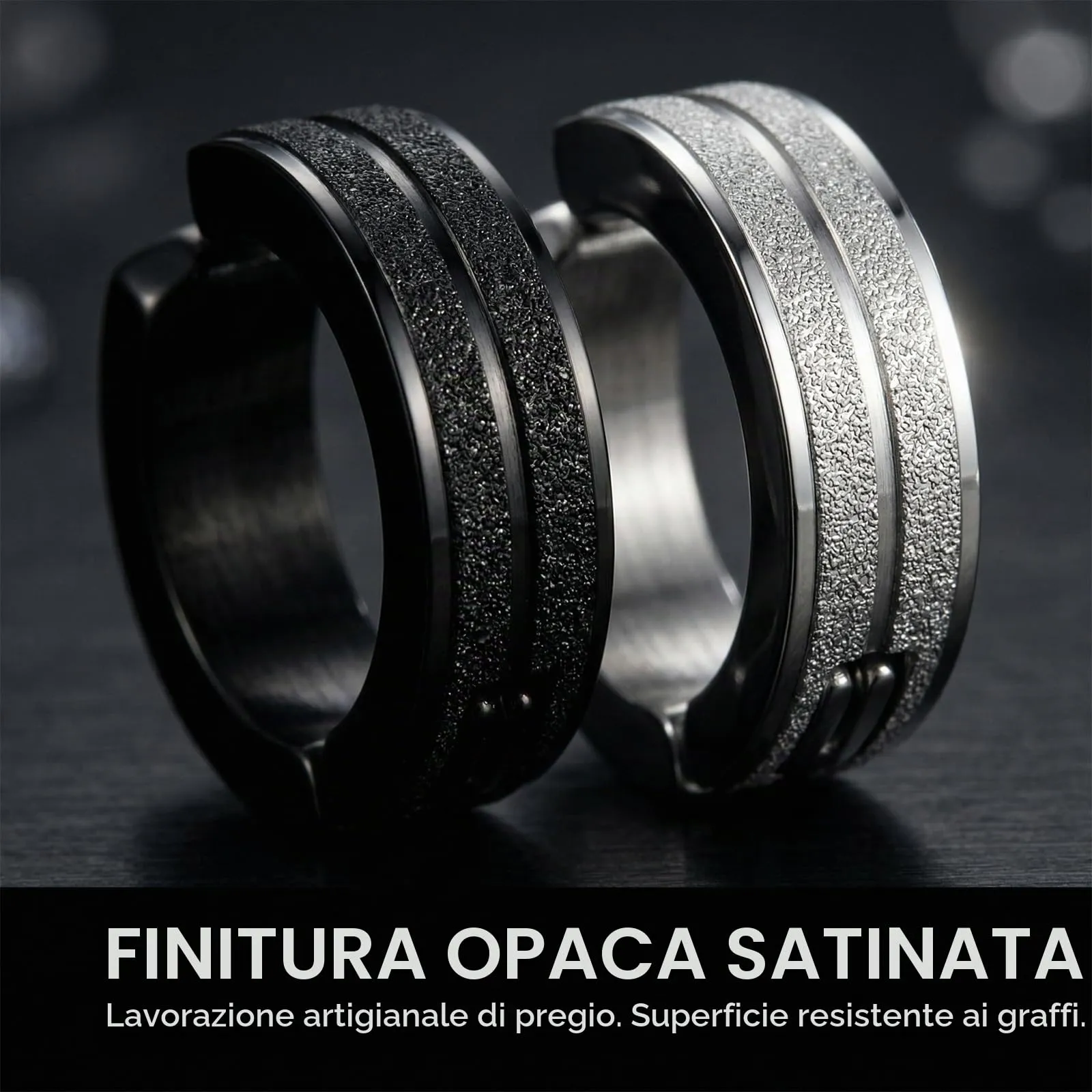 XENQITO 2 Paia Orecchini uomo, Orecchini da Uomo Donna in Acciaio Inossidabile,Clip Senza Buco Inossidabile cerchi orecchini non piercing clip in acciaio, Senza - immagine 3