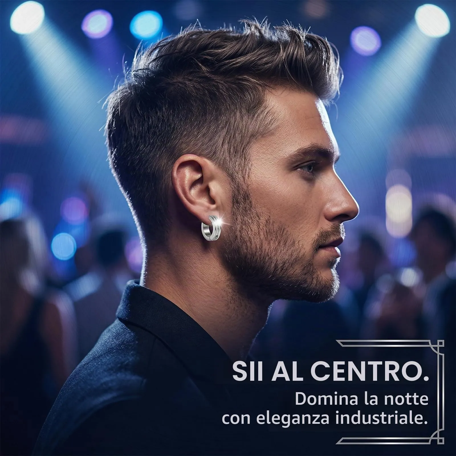 XENQITO 2 Paia Orecchini uomo, Orecchini da Uomo Donna in Acciaio Inossidabile,Clip Senza Buco Inossidabile cerchi orecchini non piercing clip in acciaio, Senza - immagine 4
