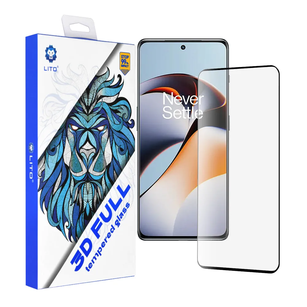 Pellicola protettiva per schermo Lito per OnePlus 11R, Vetro temperato, Full Glue, 3D, Nero - immagine 1