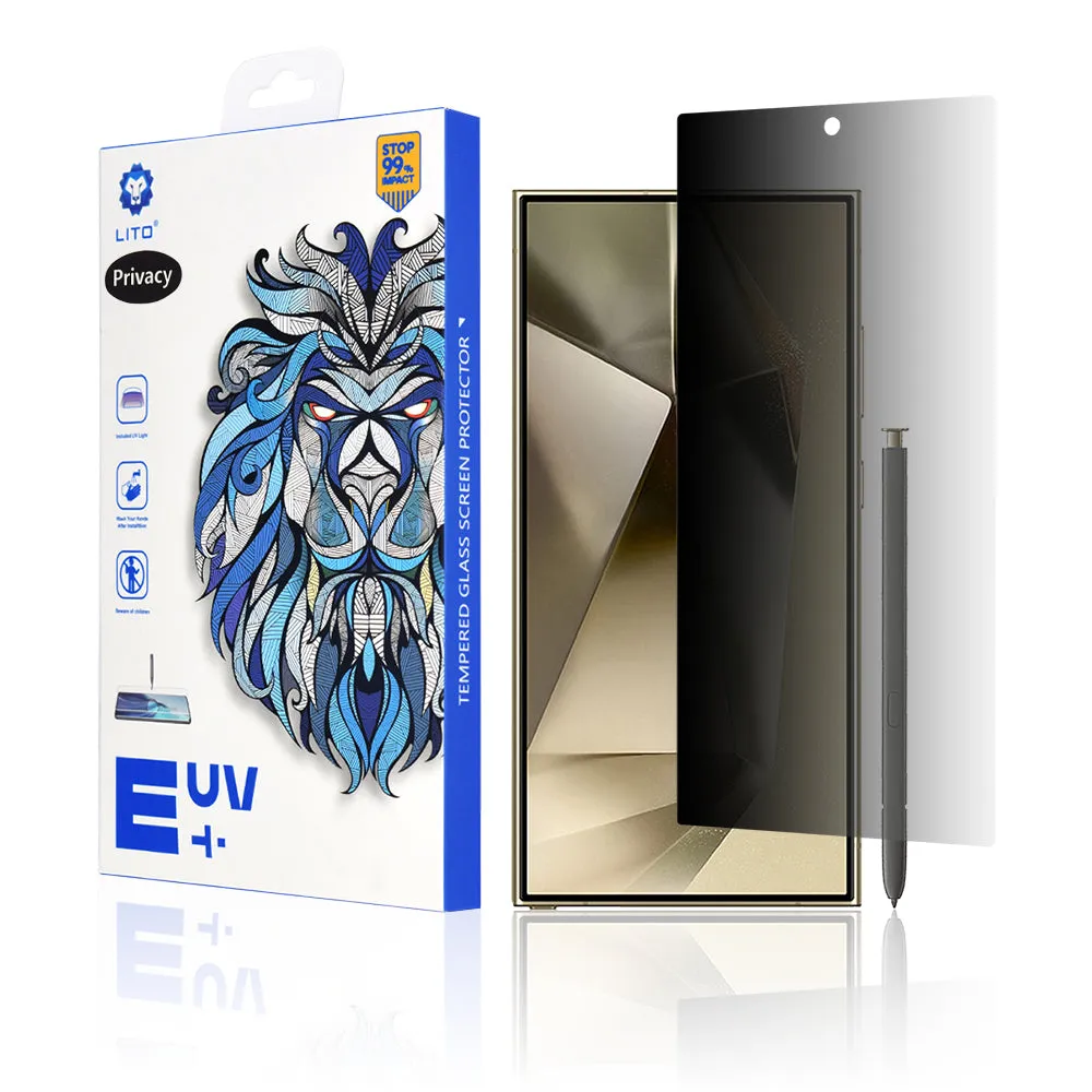 Pellicola protettiva per schermo Privacy Lito per Samsung Galaxy S24 Ultra S928, Vetro temperato, Colla UV, 3D - immagine 1