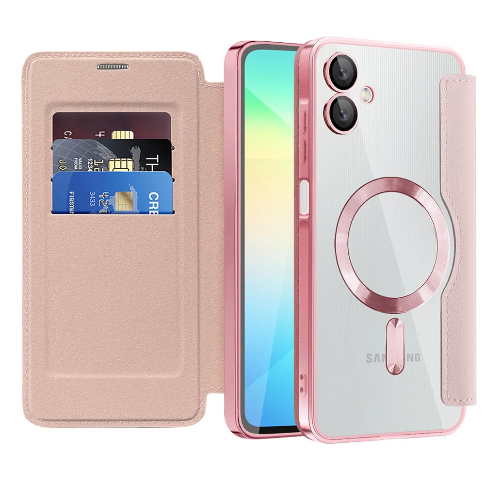Custodia MagSafe per Samsung Galaxy A06 A065, Techsuit, SmartMag Book, Rosa - immagine 1