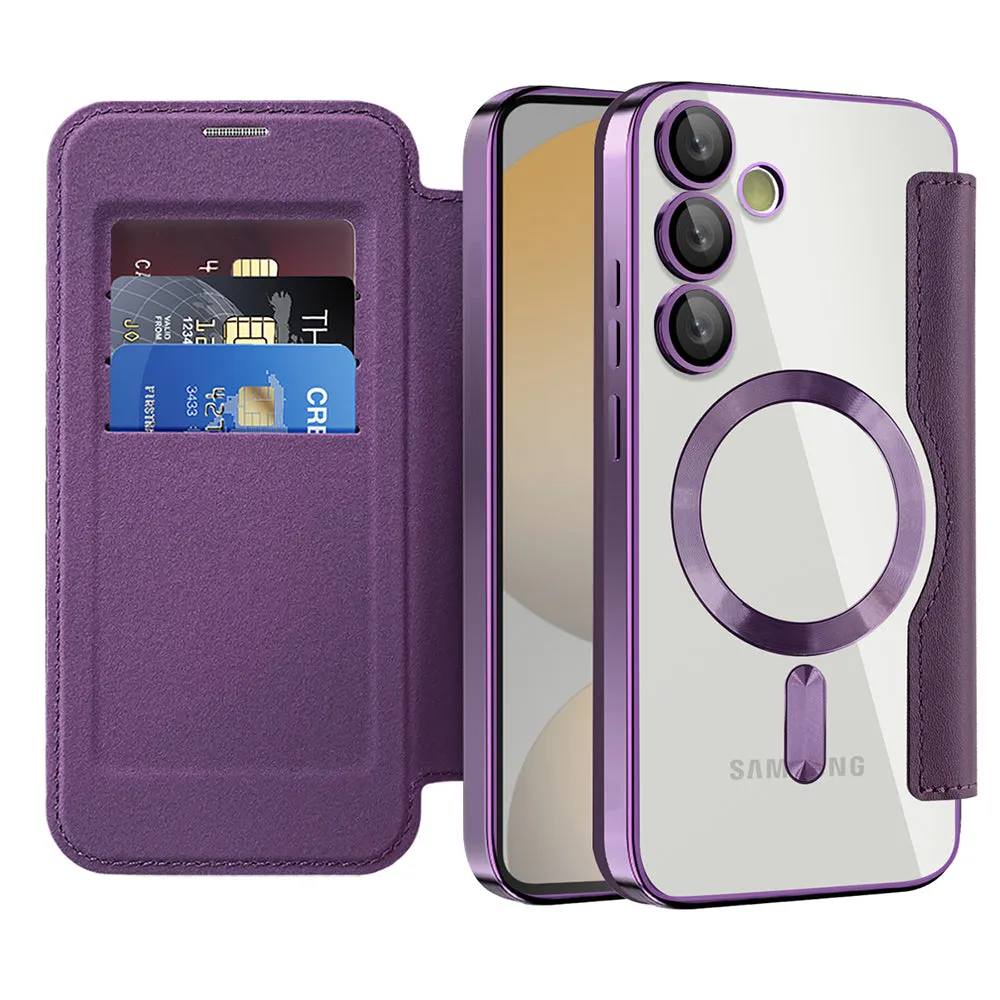 Custodia MagSafe per Samsung Galaxy S24 FE S721, Techsuit, SmartMag Book, Viola - immagine 1