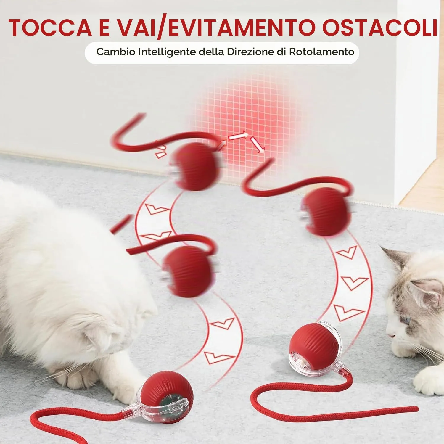 2 Pezzi Giocattolo Interattivo per Gatti, Palla Elettrica, Ricaricabile Giochi per Gatti da Caccia con 3 Modalità, Palla Automatica Intelligente Elettrico Palla Rotante a 360 Gradi per Gatti e Cani - immagine 3