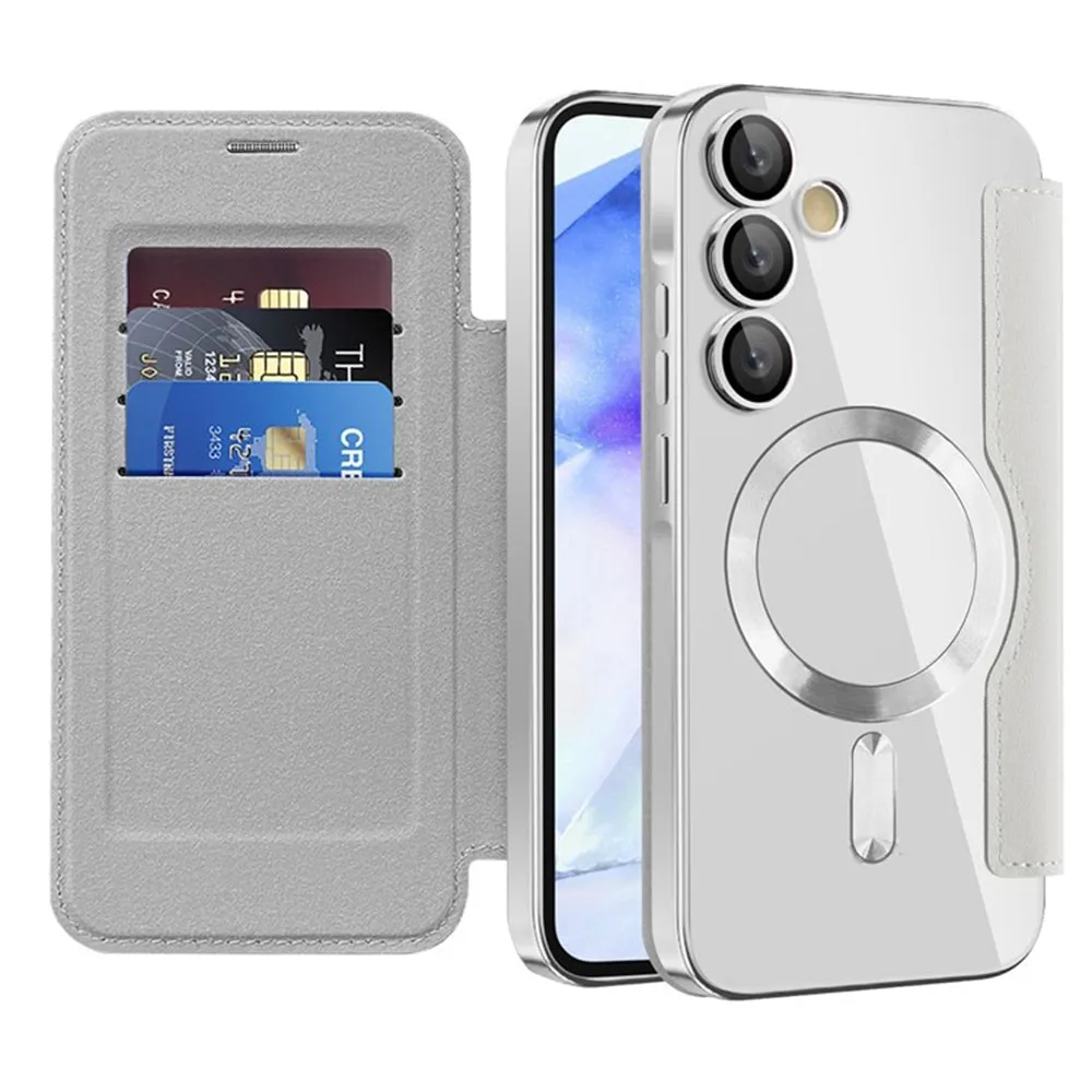 Custodia MagSafe per Samsung Galaxy A55 5G A556, Techsuit, SmartMag Book, Grigio - immagine 1
